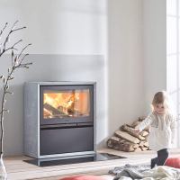 Contura 320T Speckstein Gusst&uuml;r Kaminofen, schwarz 7kW