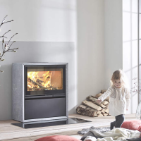 Contura 320T Speckstein Gusst&uuml;r Kaminofen, schwarz 7kW