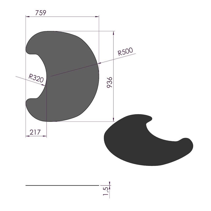 TermaTech Stahlvorlegeplatte pulverbeschichtet schwarz für Kaminofen Serie TT20, TT21, TT23 EU