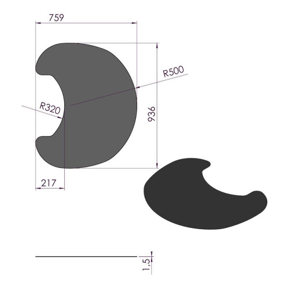 TermaTech Stahlvorlegeplatte pulverbeschichtet schwarz für Kaminofen Serie TT20, TT21, TT23 EU