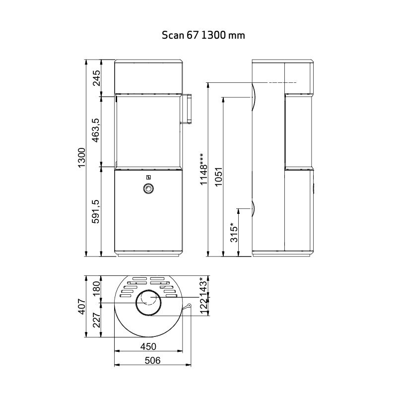 Ausstellungsstück Kaminofen Scan 67 - 1300 elektronischer Luftregelung 5,0 kW