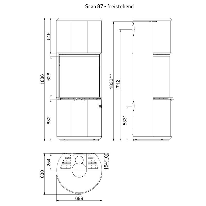 Ausstellungsstück Kaminofen Scan 87-1 freistehend 11,5 kW