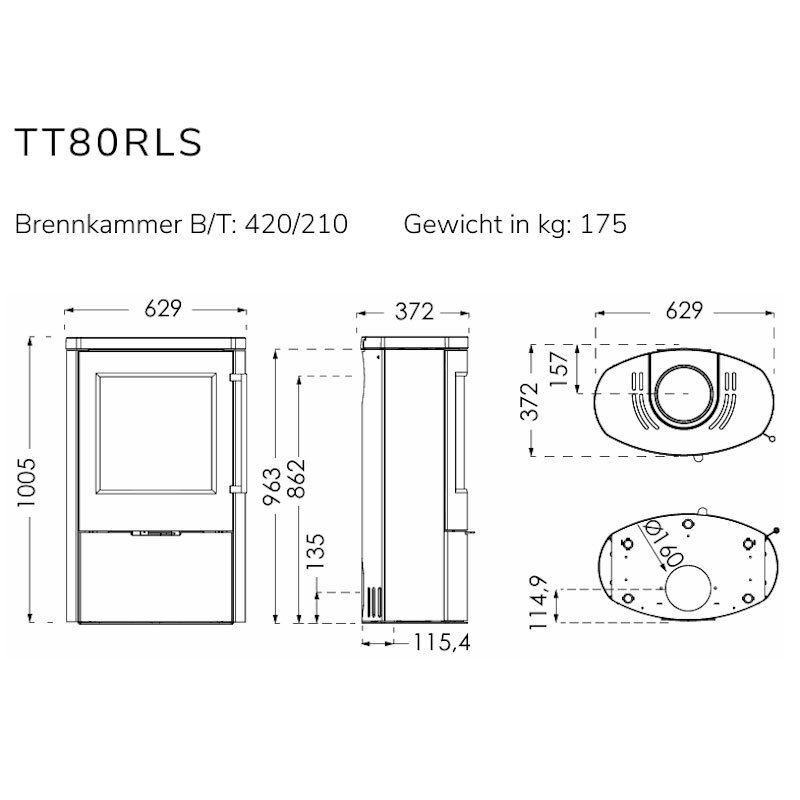 Ausstellungsstück TermaTech TT80RLS Kaminofen Speckstein 5,5 kW
