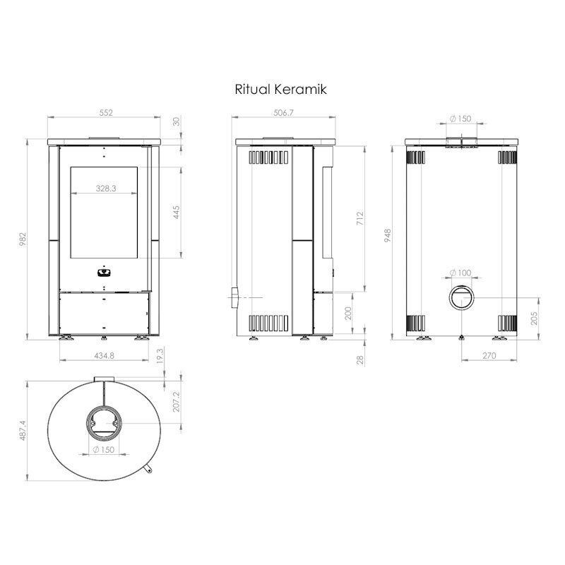Ausstellungsstück Flambiente Ritual Kaminofen Keramik weiß 6 kW