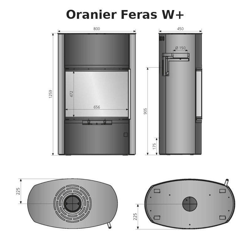 Ausstellungsstück Oranier Feras W+ Kaminofen Schwarz 7 kW