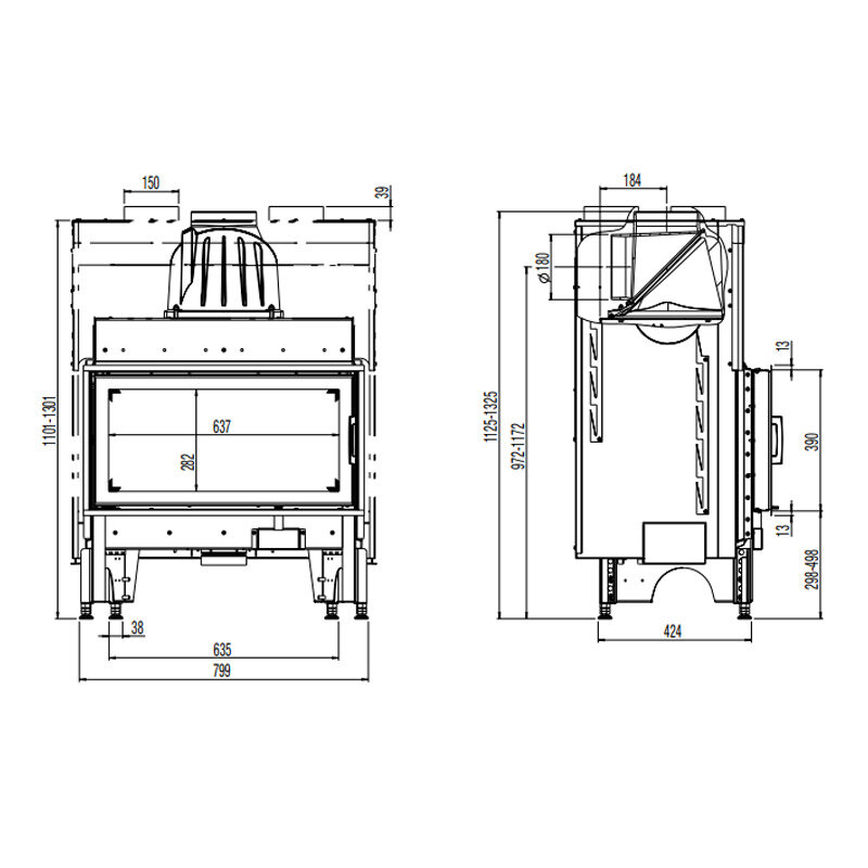 Kamineinsatz Austroflamm 75x39 K 2.0