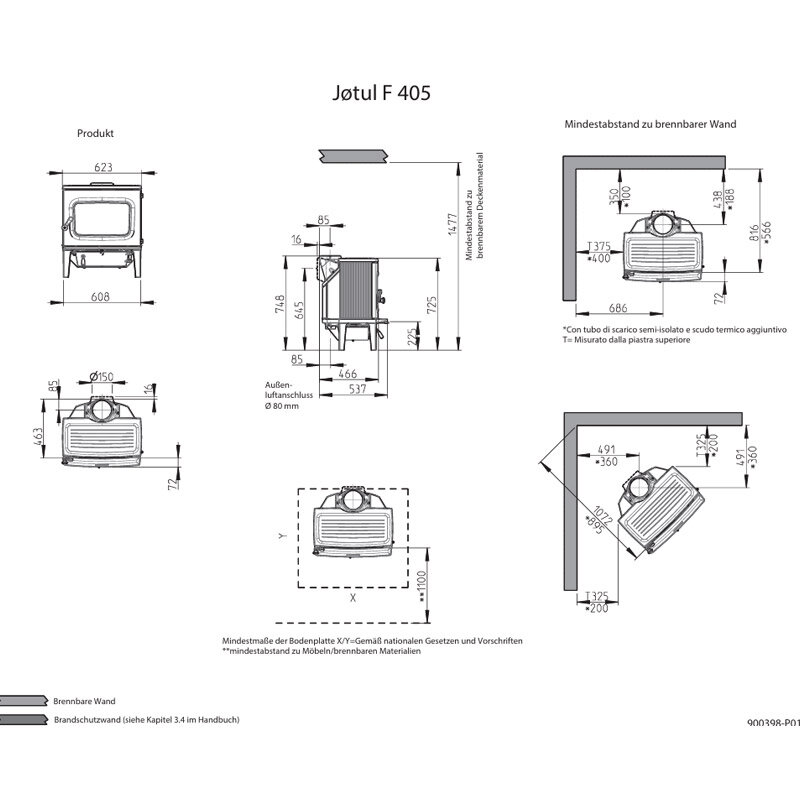 Kaminofen Jøtul F 405 BP aus Gusseisen 7 kW