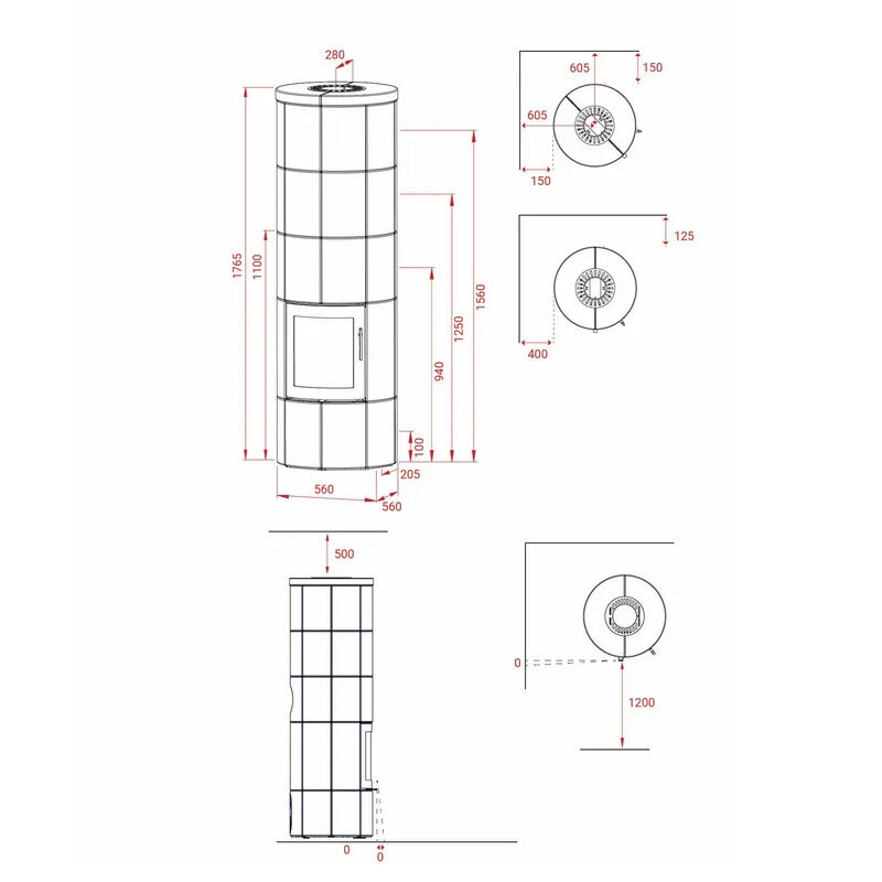 Kaminofen Lotus M3 ecoLine 5,5 kW - wählbare Seitenverkleidungen