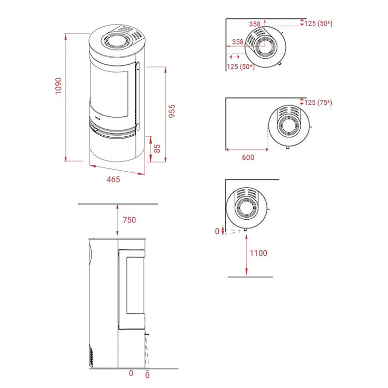 Kaminofen Lotus Orbis 1 ecoLine mit 5,5 kW in verschiedenen Ausführungen