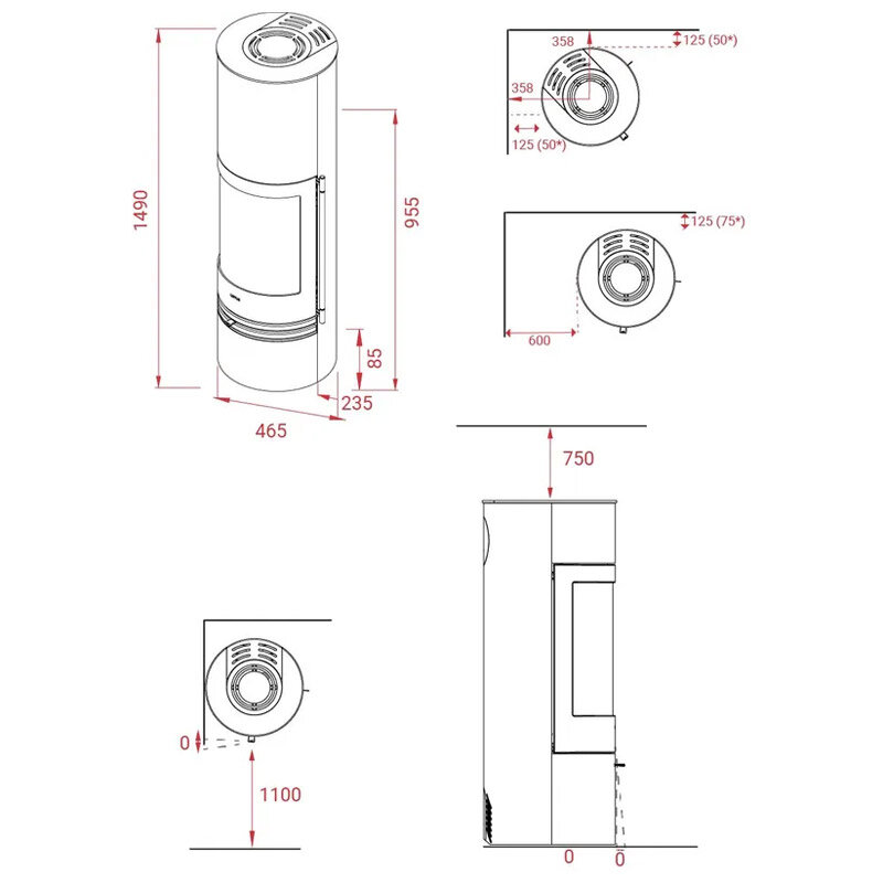 Kaminofen Lotus Orbis 3 mit 5 kW – erhältlich in mehreren Ausführungen