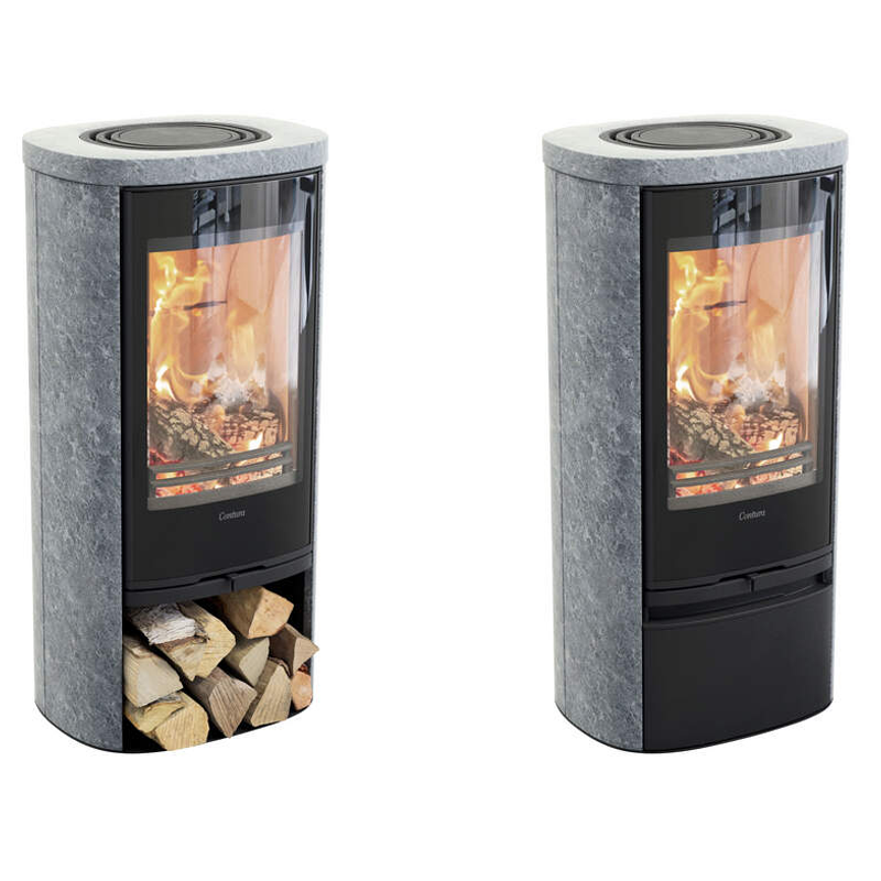Contura 820TG Style Speckstein, schwarz, Glasfront 5kW