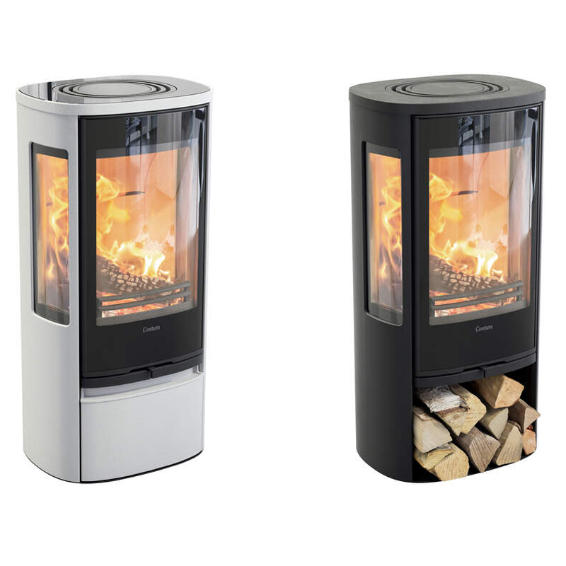 Contura 856G Style, schwarz oder weiß, Glasfront 6kW