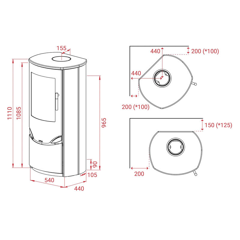 Kaminofen Lotus Prio 5 mit 7 kW in verschiedenen Ausführungen