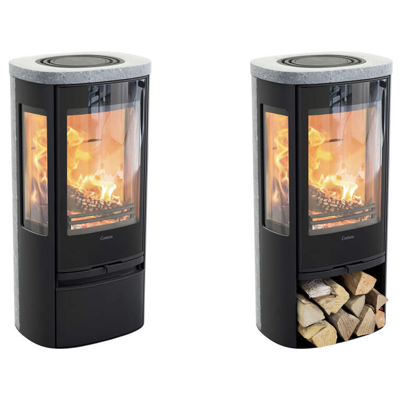 Contura 856TG Style, Speckstein, schwarz, Glasfront 5kW