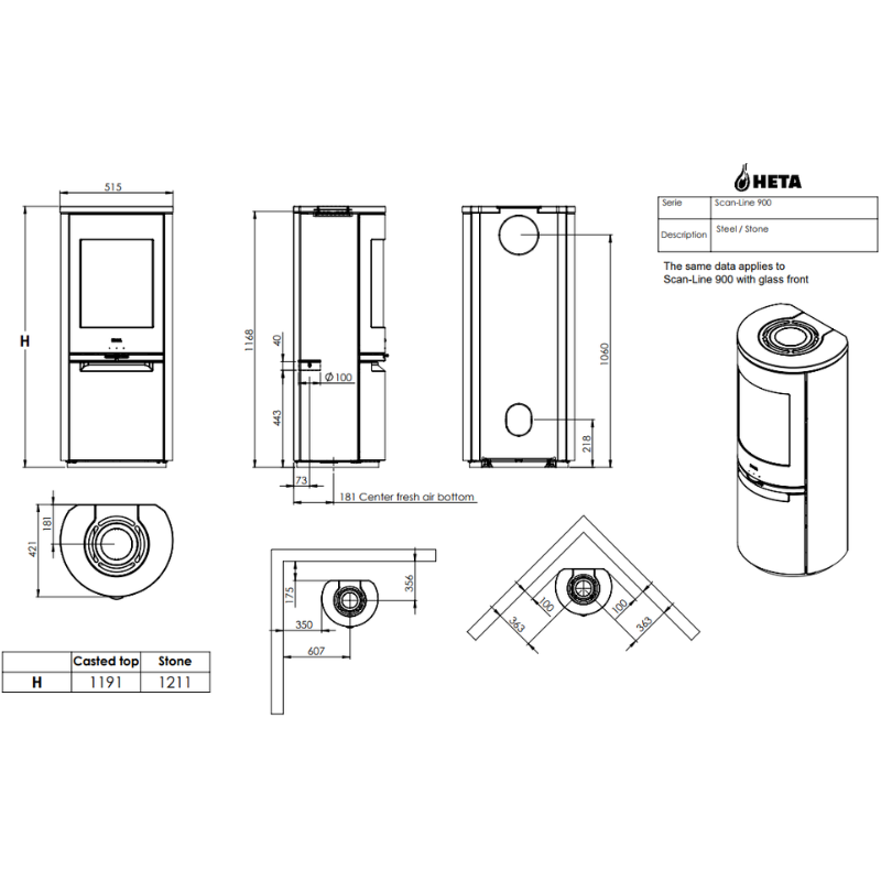 HETA Scan-Line 900 Kaminofen 6,8 kW