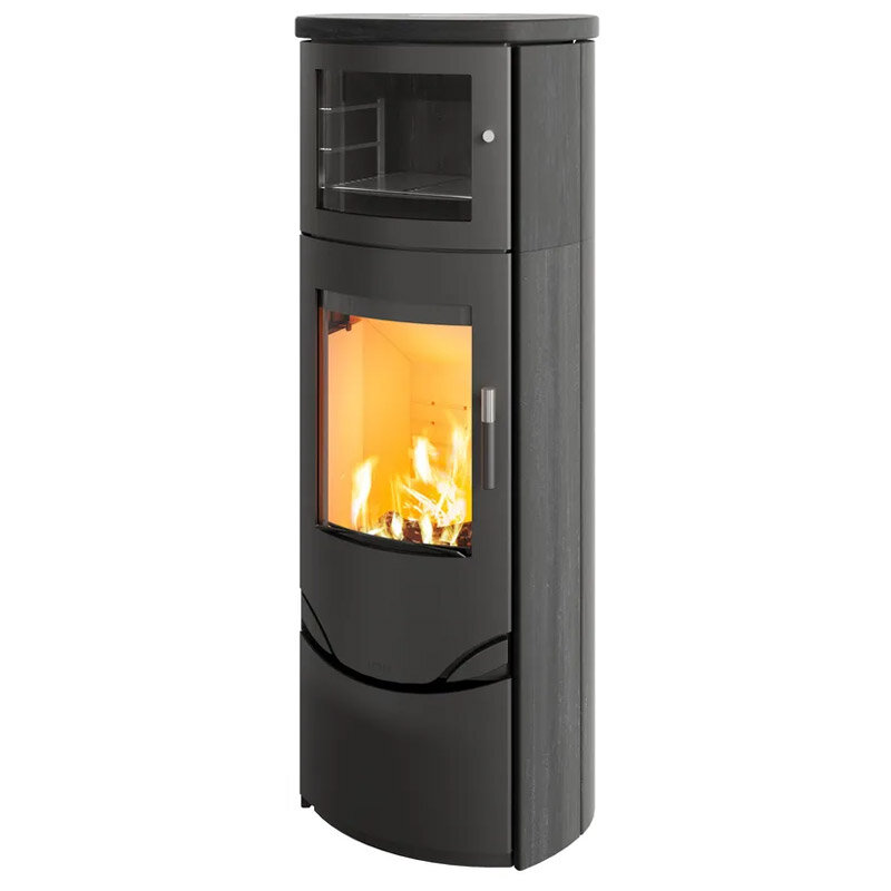 Kaminofen Lotus Prio 7M mit 7 kW und Warmhaltefach – wählbare Verglasung und Verkleidung