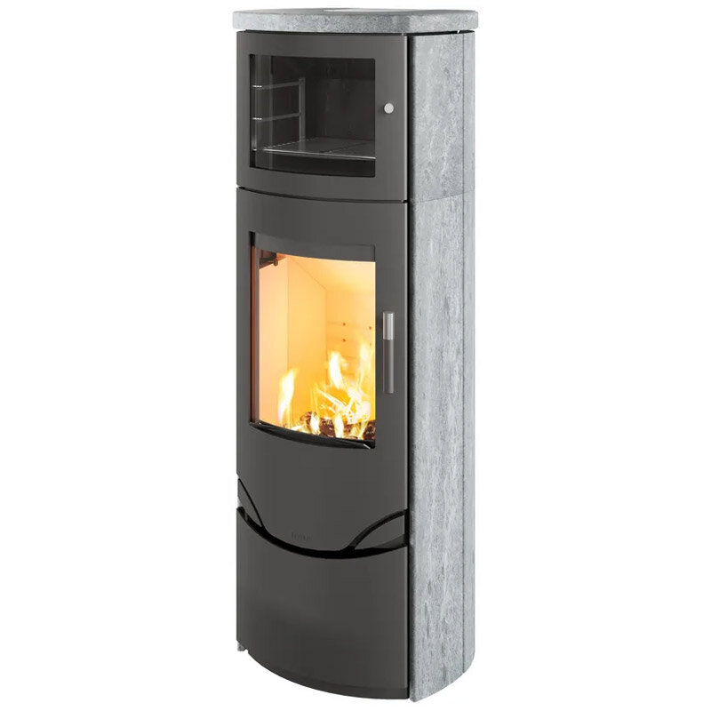Kaminofen Lotus Prio 7M mit 7 kW und Warmhaltefach – wählbare Verglasung und Verkleidung