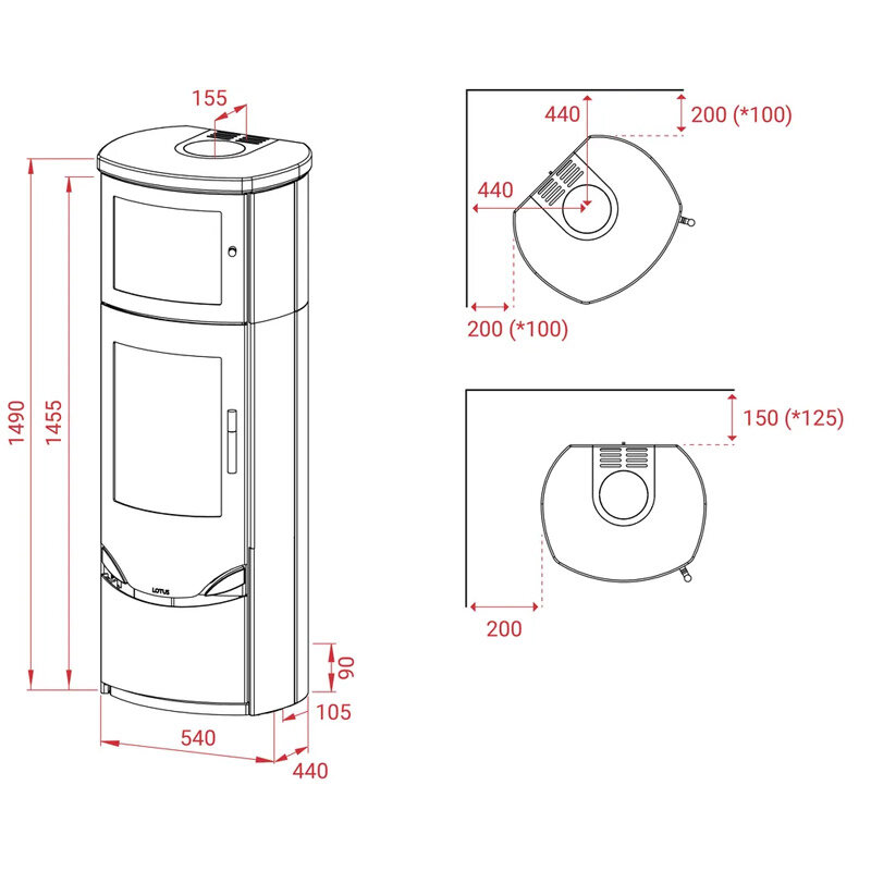 Kaminofen Lotus Prio 7M mit 7 kW und Warmhaltefach – wählbare Verglasung und Verkleidung
