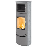 Kaminofen Lotus Prio 7M mit 7 kW und Warmhaltefach &ndash; w&auml;hlbare Verglasung und Verkleidung