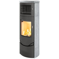 Kaminofen Lotus Prio 7M mit 7 kW und Warmhaltefach &ndash; w&auml;hlbare Verglasung und Verkleidung