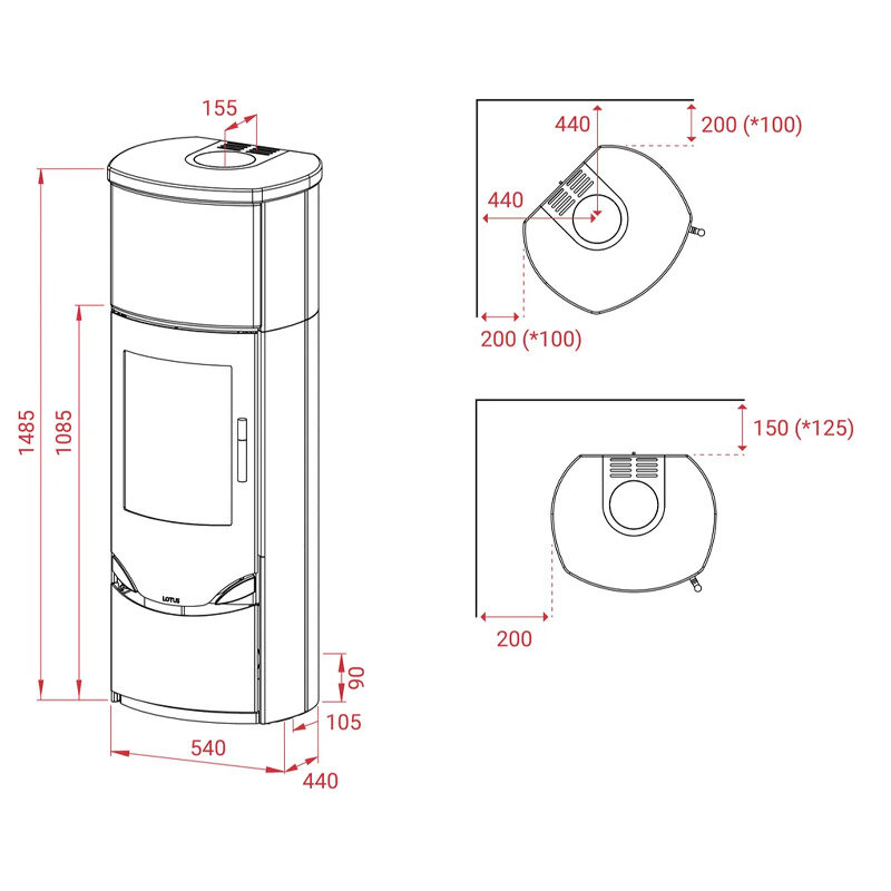 Kaminofen Lotus Prio M mit 7 kW – wählbare Verglasung und Verkleidung