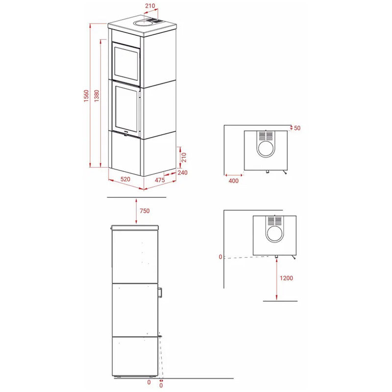 Kaminofen Lotus QM40 mit 5,7 kW und Warmhaltefach – wählbare Varianten