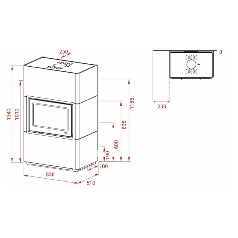 Kaminofen Lotus  Beto 470 mit 6,6 kW in verschiedenen Ausführungen