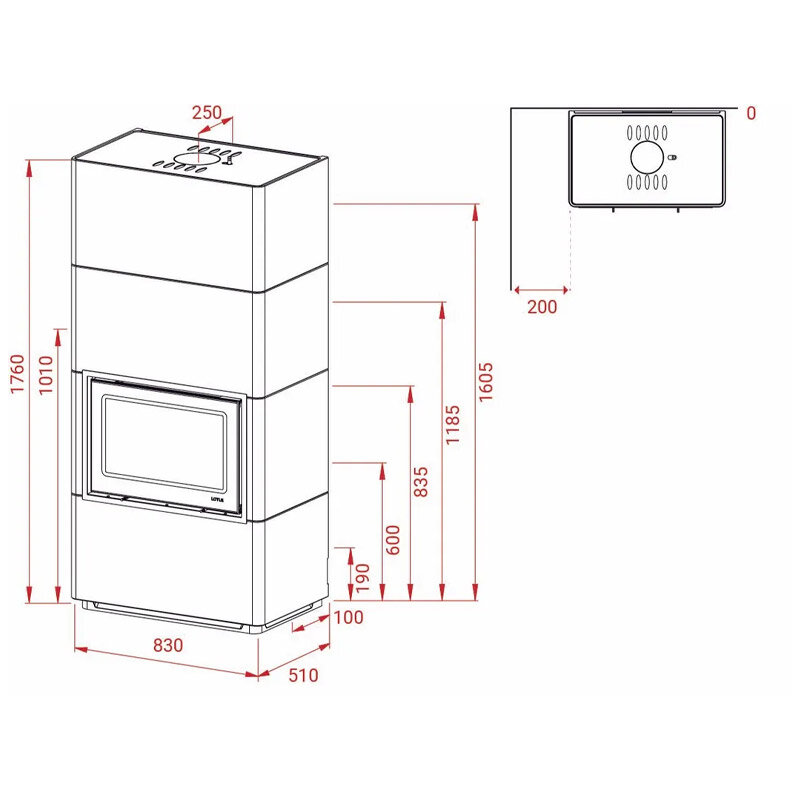 Kaminofen Lotus  Beto 470+ mit 6,6 kW - verschiedene Varianten