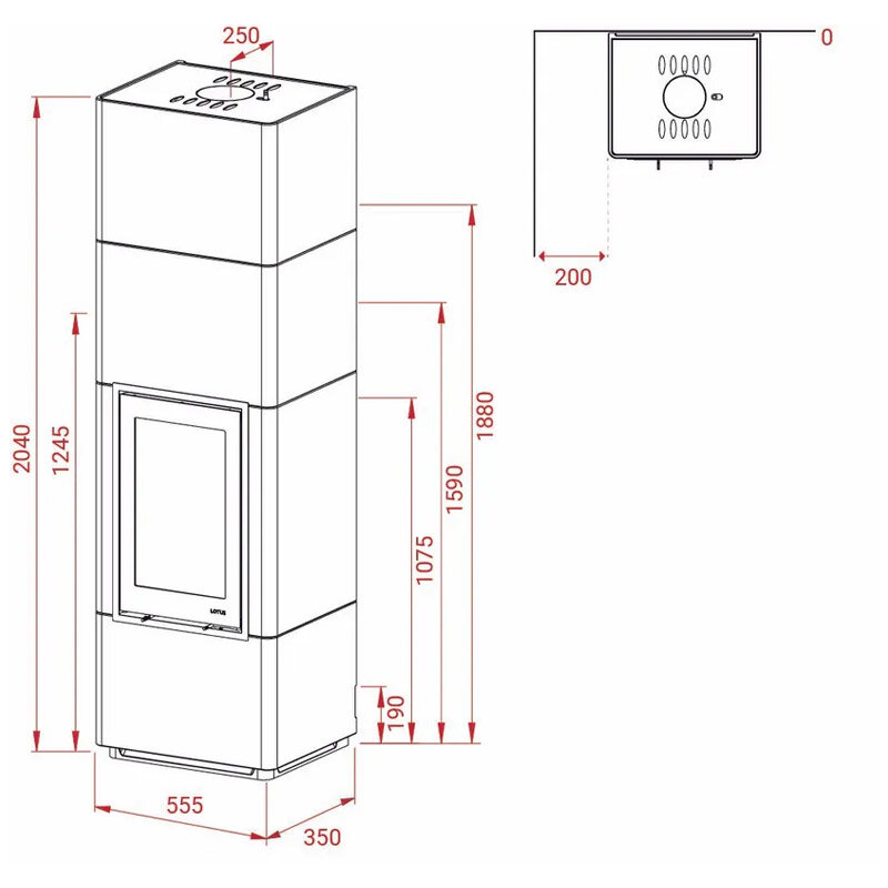Kaminofen Lotus Beto 700+ mit 6 kW - wählbarer Varianten