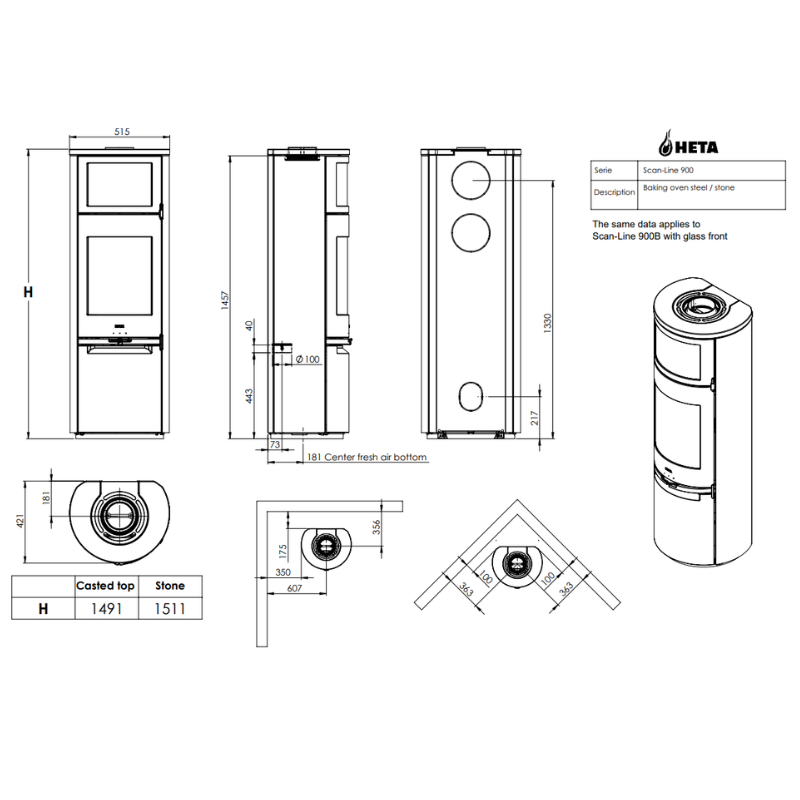 HETA Scan-Line 900B Kaminofen 6,8 kW