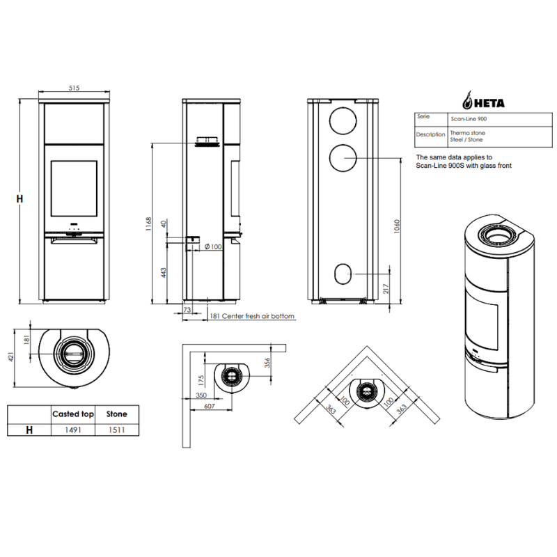 HETA Scan-Line 900S Kaminofen 6,8 kW