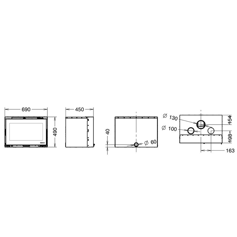 Kamineinsatz Thermorossi Skyline 490 mit 9,3 kW