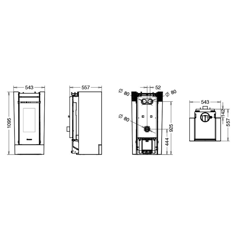 Kaminofen Thermorossi Creo Wood mit Stahlverkleidung