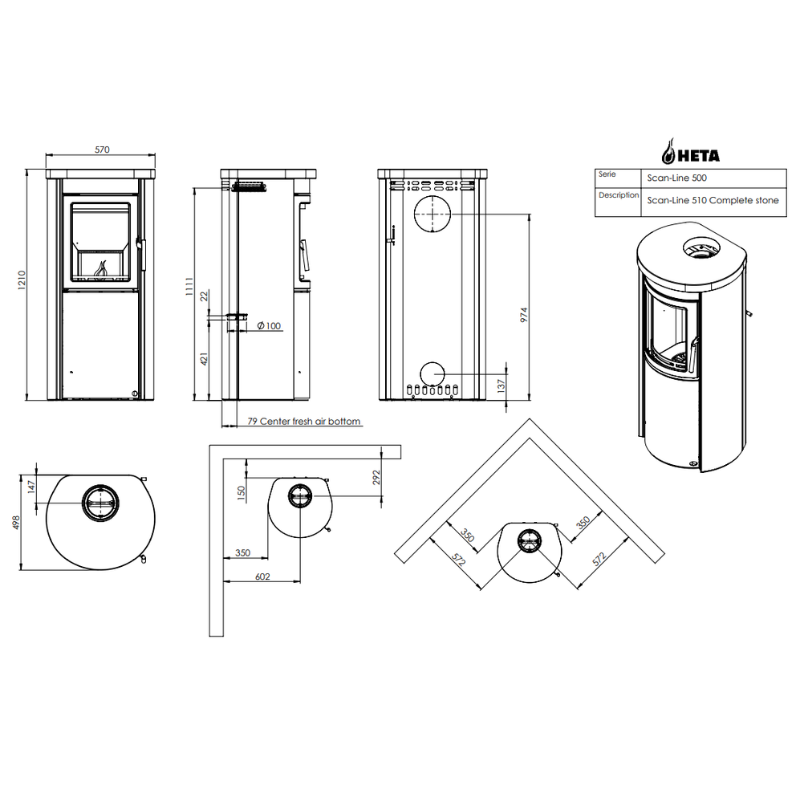 HETA Scan-Line 510 Keramik Kaminofen 6 kW