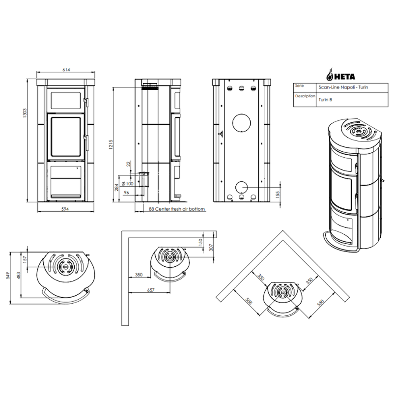 HETA Scan-Line Turin Keramik Kaminofen 6 kW