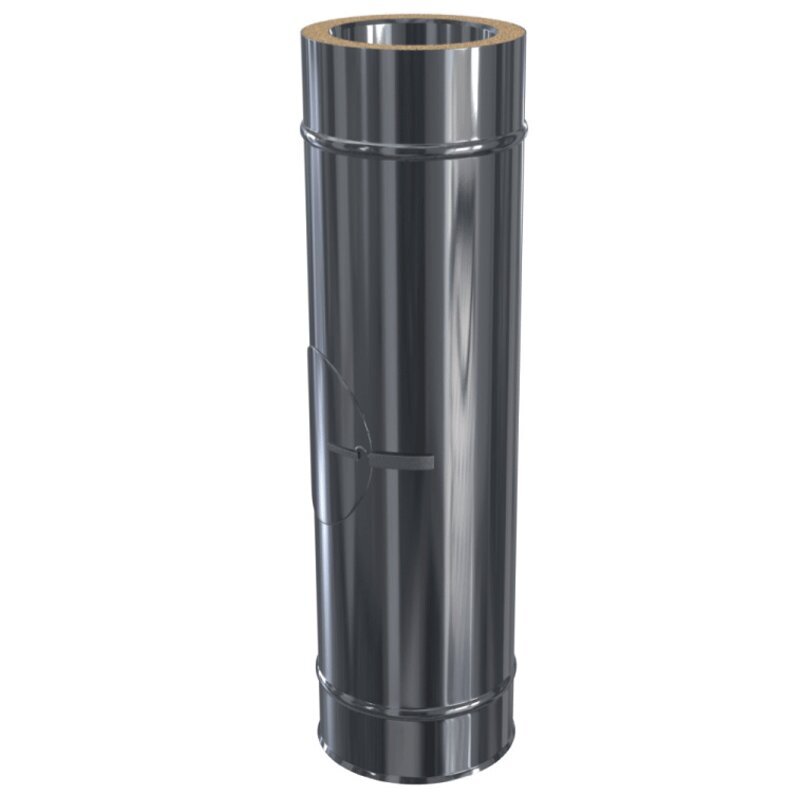 Doppelwandige Edelstahlschornstein Längenelement mit Revision Reinigungselement DW Ø 80 - 300 mm