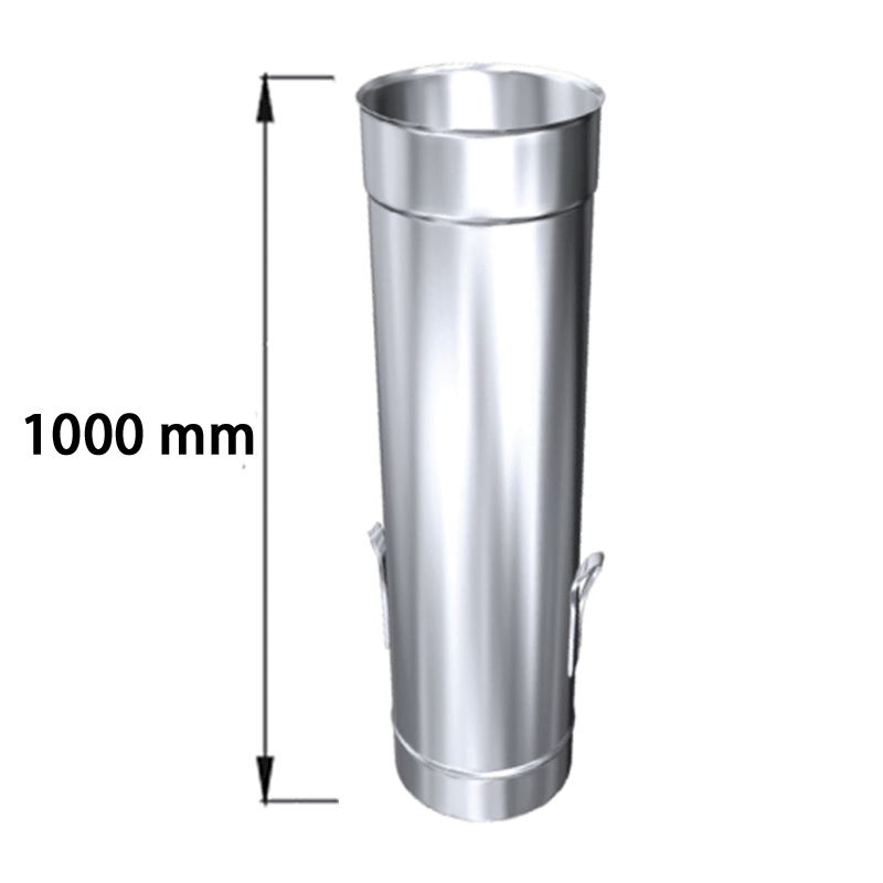 Edelstahlschornstein Längenelement mit Ablaßschlaufe 1000 mm Einwandig DN 80 - 300 mm