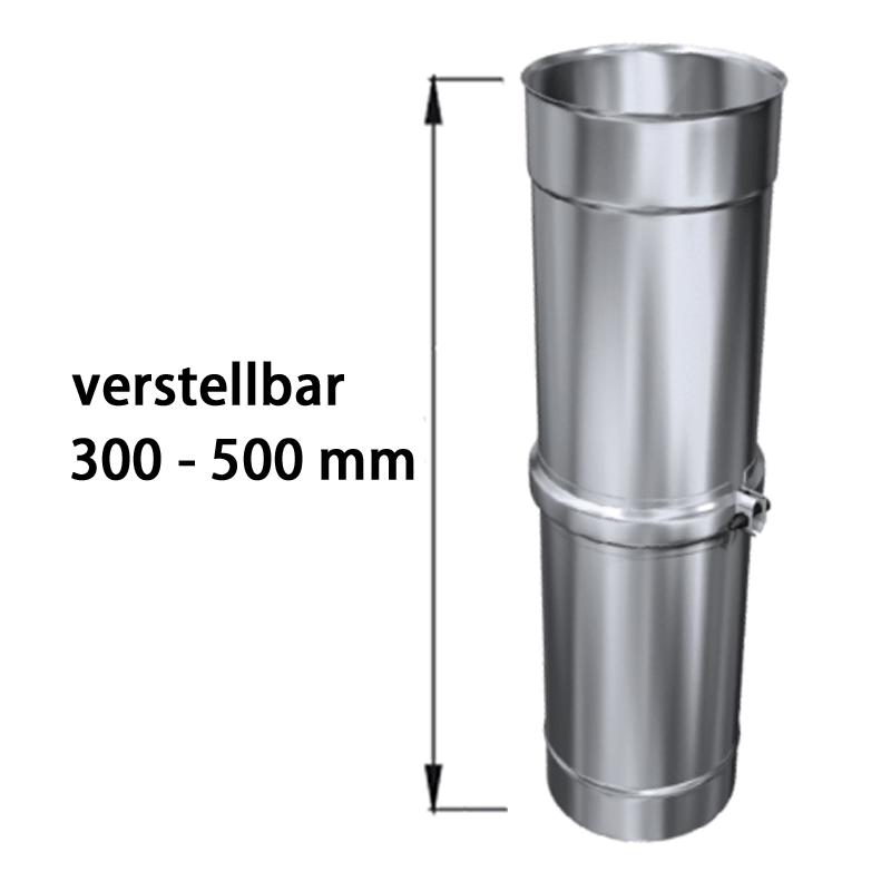 Edelstahlschornstein Justierelement L 300 - 500 mm Einwandig DN 80 - 300 mm