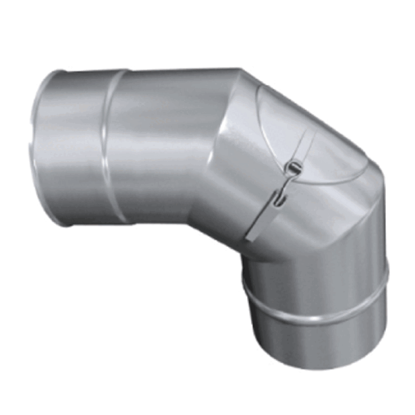 Edelstahlschornstein Bogen 90° mit Revision Einwandig DN 80 - 300 mm