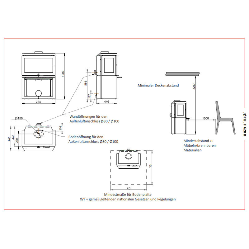 Kaminofen Jøtul F 620 B aus Gusseisen 8,7 kW - verschiedene Ausführungen