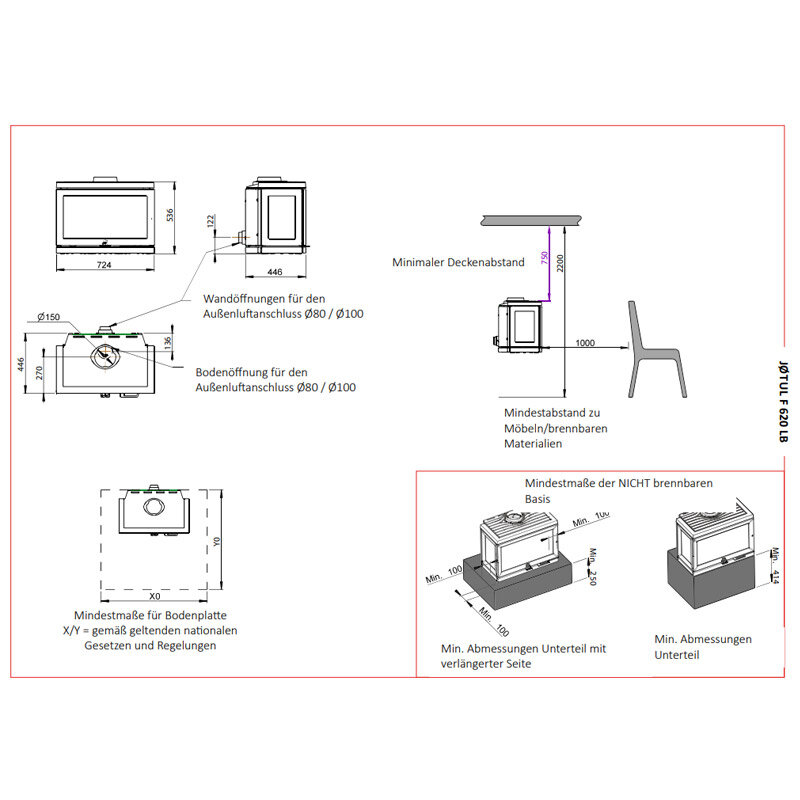 Kaminofen Jøtul F 620 B aus Gusseisen 8,7 kW - verschiedene Ausführungen