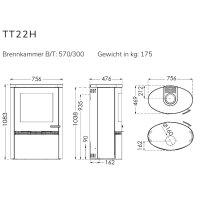 Kaminofen TermaTech TT22H Stahl schwarz 7,5 kW