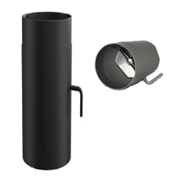 Rauchrohr Ofenrohr DN 150 mm Längenelemente mit Drosselklappe Senotherm schwarz