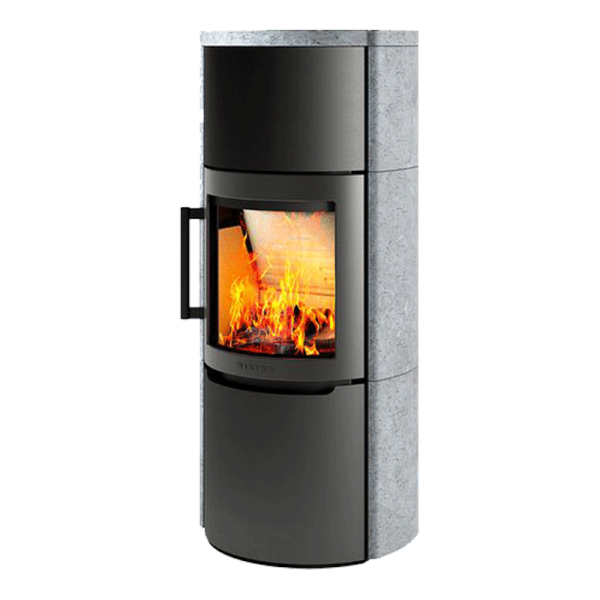 Kaminofen Wiking Mala 6 - 4,5 kW Stahl Schwarz oder Grau mit Natursteinverkleidung – Grau oder Weiß