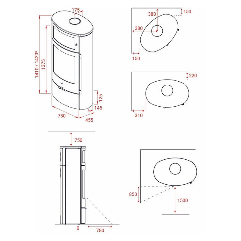 Kaminofen Lotus Jubilee 35 mit Warmhaltefach 7 kW – in verschiedenen Ausführungen