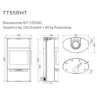 TermaTech TT55RHT Kaminofen Stahl schwarz 7,5 kW