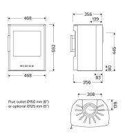 Kaminofen Wiking Mini 2 Wandhängend 4,5  kW – Schwarz oder Grau