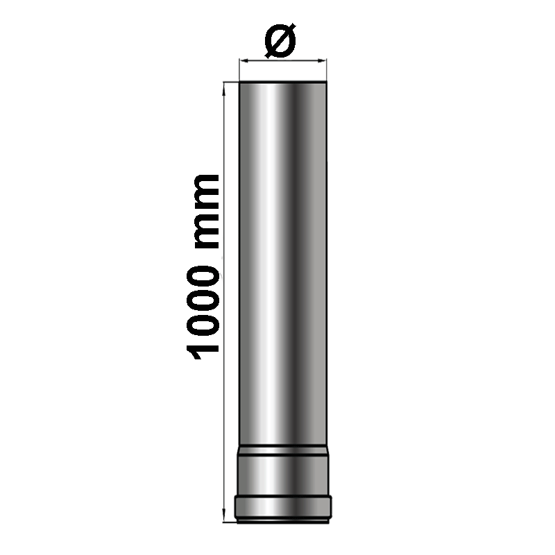 Pelletrohr Rauchrohr Längenelement 1000 mm Senotherm schwarz
