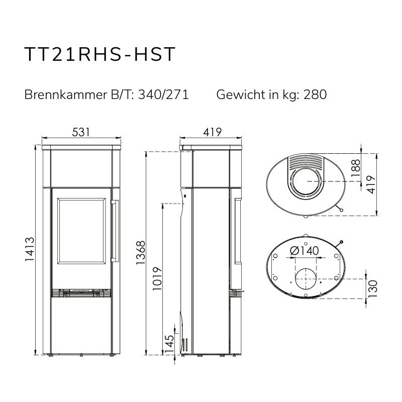 TermaTech TT21RHS – Heatstorage Kaminofen Speckstein 5 kW