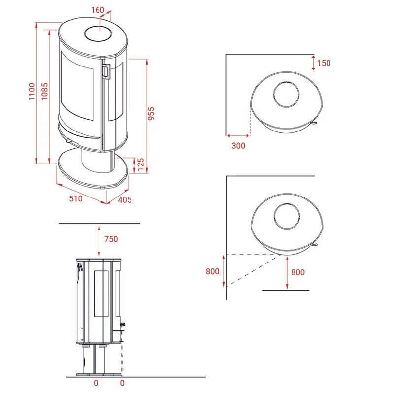 Kaminofen Lotus Liva 7 G mit Seitenscheiben und 5 kW